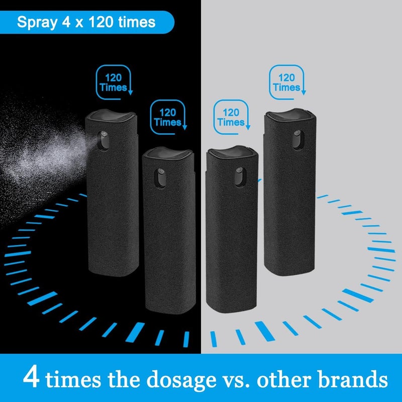 walrfid 4 Pack Screen Cleaner Spray and Wipe for Laptop Monitor and Car Screens, Phone Touchscreen Mist Cleaning Kit for Cellphone, Tablet, PC, Computer, LCD, MacBook, iPhone, iPad, Mac Pro - Black - Image 5